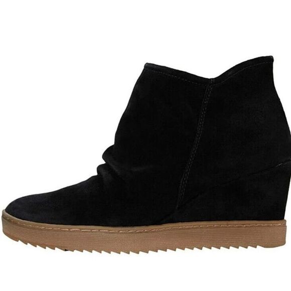 SOFFT AQUA Boots 11 SIRI Wedge Bootie Sneaker Ruching Suede Zip Waterproof NEW - Picture 3 of 16